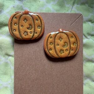 Pumpkin Shaped Handmade Polymer Clay Earrings